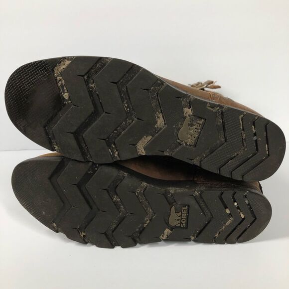 Sorel Major Pull On Boots Tan Brown Leather Mid Calf Buckle Moto 6.5 Nl2166-242 - Picture 11 of 12